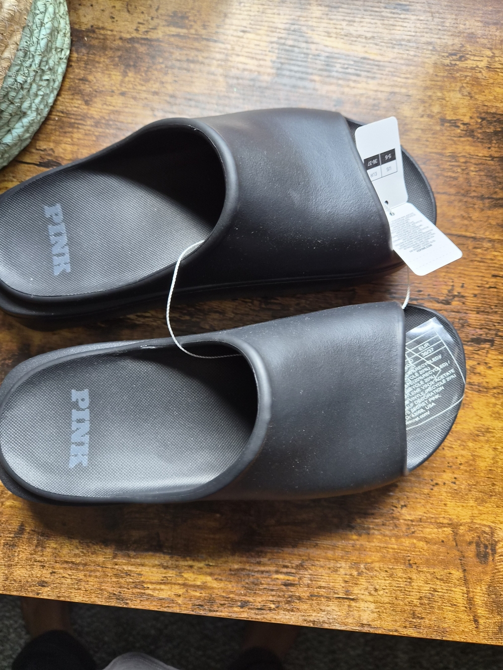 PINK Victoria's Secret Men's Black Slide Sandals